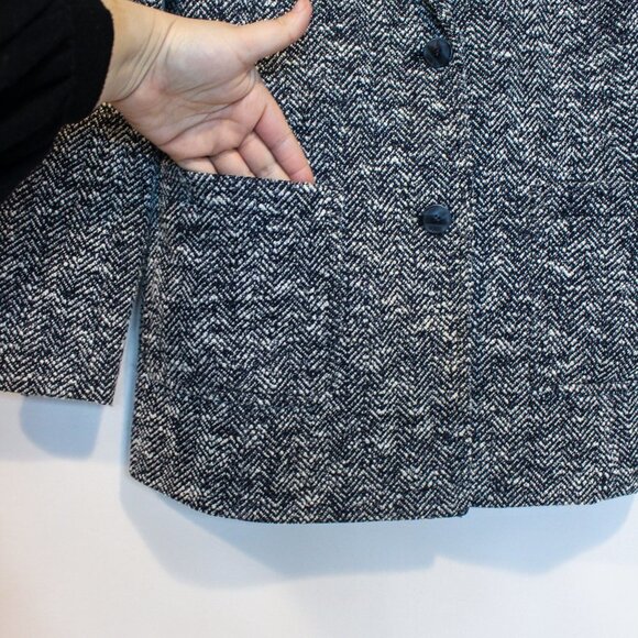 Talbots Tweed Dark Navy Cream Jacket Blazer Lined Women's Size 6 - Picture 4 of 14